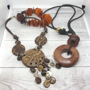 CURATED bundle wooden jewelry set necklaces and bracelet boho festival statement